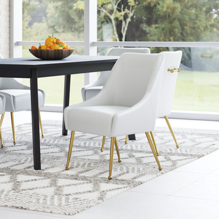 Maxine Dining Chair White & Gold Chairs TriadCommerceInc   