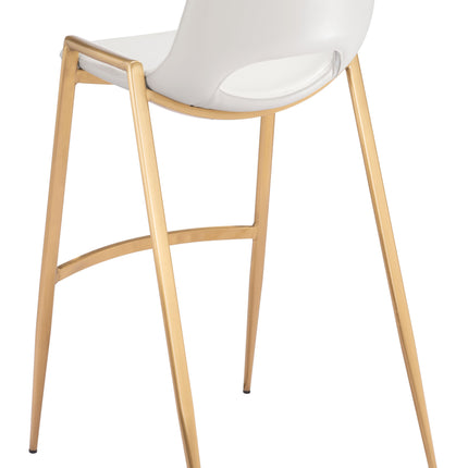 Desi Barstool (Set of 2) White & Gold Barstools [TriadCommerceInc]   