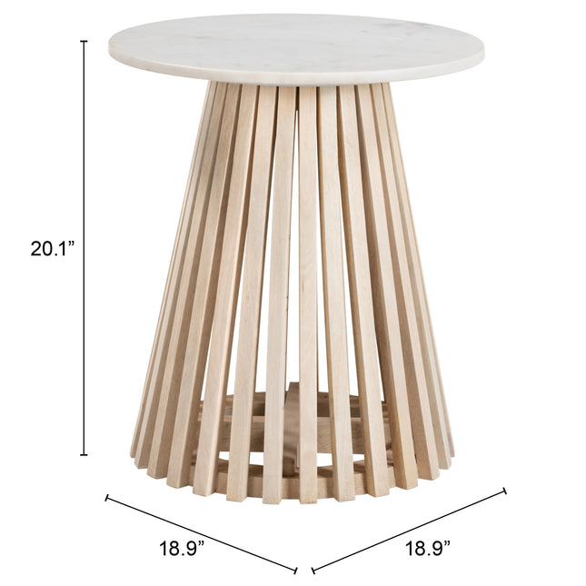 Mazara Side Table White & Natural Side Tables TriadCommerceInc   