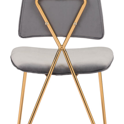 Chloe Dining Chair (Set of 2) Gray & Gold Chairs TriadCommerceInc   