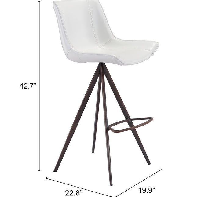 Aki Barstool (Set of 2) White & Walnut Barstools TriadCommerceInc   