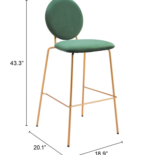 Odessa Barstool (Set of 2) Green & Gold Barstools TriadCommerceInc   