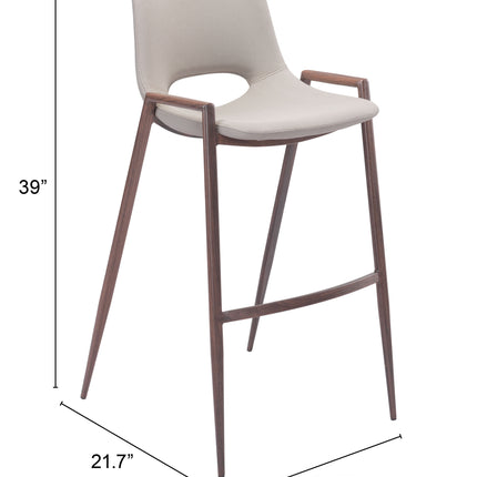 Desi Barstool (Set of 2) Beige & Walnut Barstools TriadCommerceInc   