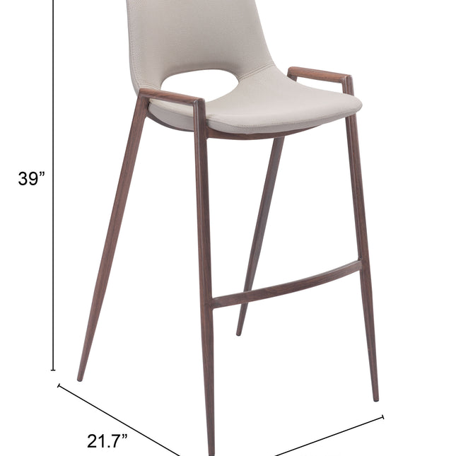 Desi Barstool (Set of 2) Beige & Walnut Barstools TriadCommerceInc   