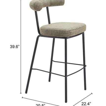 Kede Barstool Green Tweed Barstools [TriadCommerceInc]   