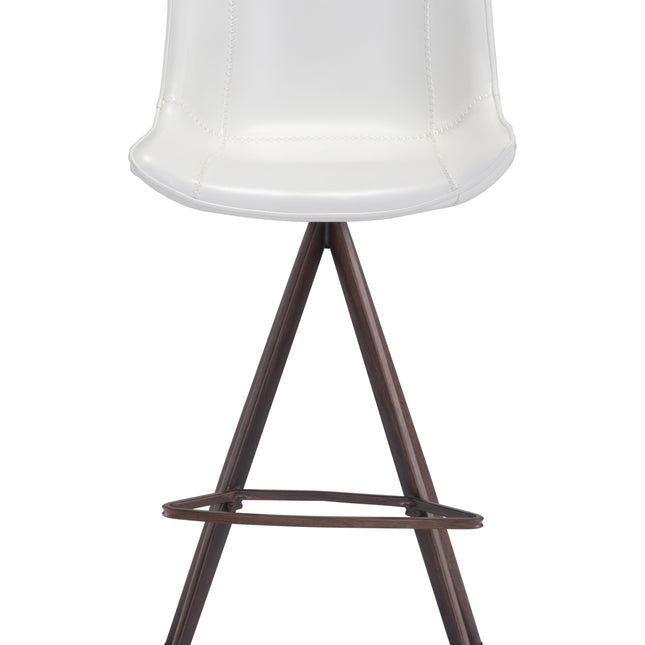 Aki Barstool (Set of 2) White & Walnut Barstools TriadCommerceInc   