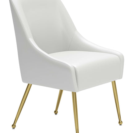 Maxine Dining Chair White & Gold Chairs TriadCommerceInc   