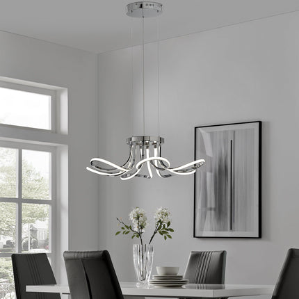 6 Petal Flower LED Strip Chandelier // Chrome and Dimmable Chandeliers-Pendants-Hanging Lights [TriadCommerceInc]   