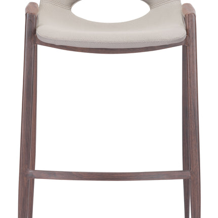 Desi Barstool (Set of 2) Beige & Walnut Barstools TriadCommerceInc   