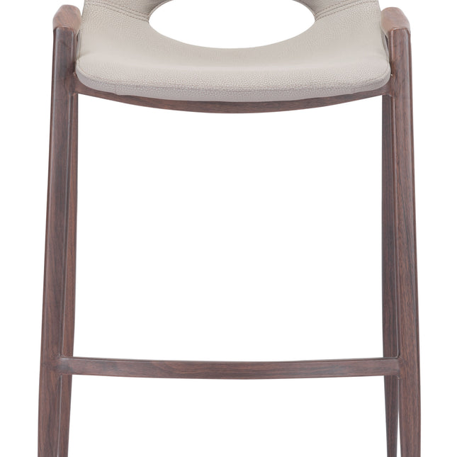 Desi Barstool (Set of 2) Beige & Walnut Barstools TriadCommerceInc   