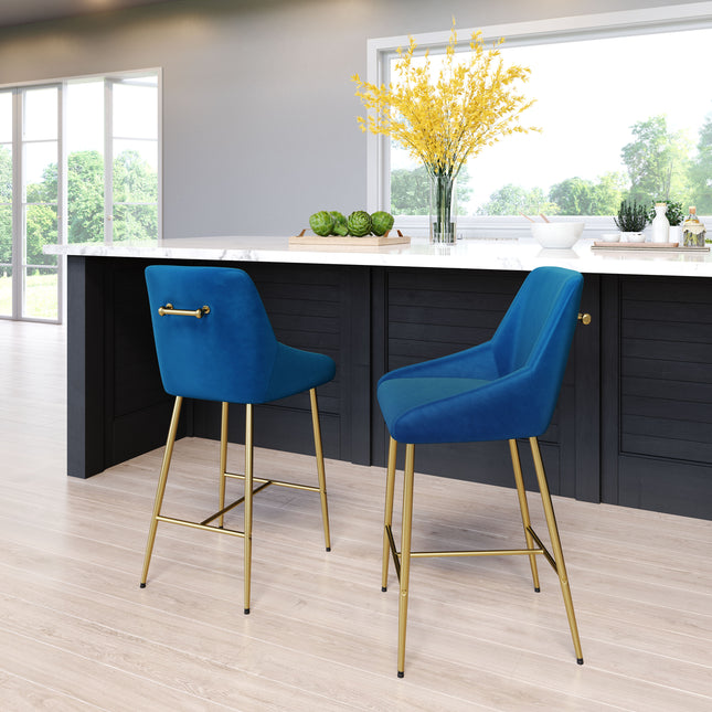 Madelaine Counter Stool Navy Blue & Gold Counter Stools TriadCommerceInc   