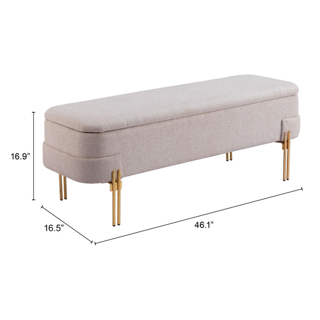 Lebreton Storage Bench Oatmeal Beige Benches [TriadCommerceInc]   