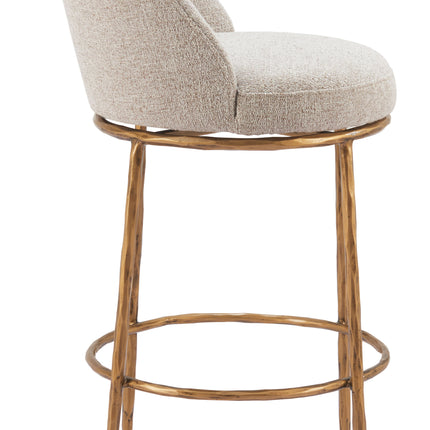 Nordhavn Swivel Barstool Beige & Gold Barstools TriadCommerceInc   