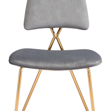 Chloe Dining Chair (Set of 2) Gray & Gold Chairs TriadCommerceInc   