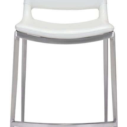 Ace Counter Stool (Set of 2) White & Silver Counter Stools TriadCommerceInc   