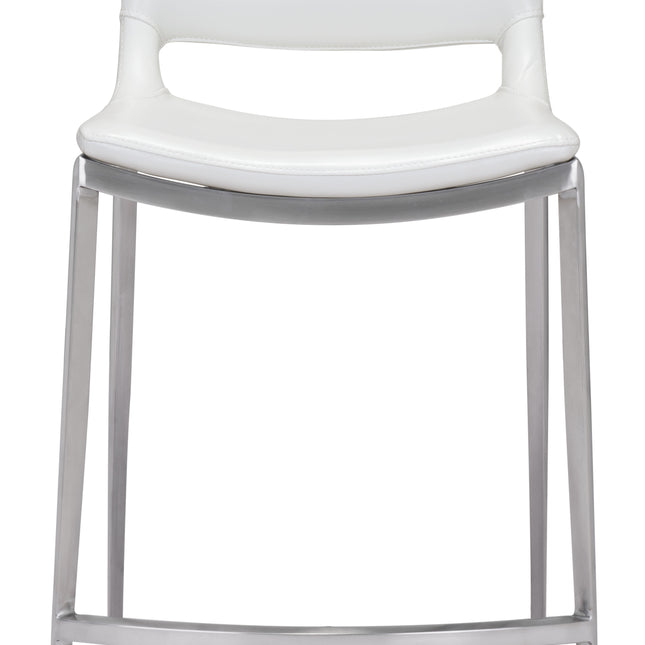 Ace Counter Stool (Set of 2) White & Silver Counter Stools TriadCommerceInc   