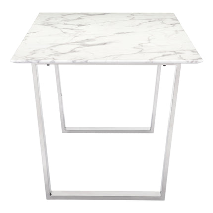 Atlas Dining Table White & Silver Tables TriadCommerceInc   