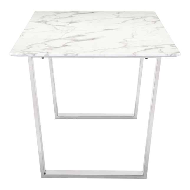 Atlas Dining Table White & Silver Tables TriadCommerceInc   