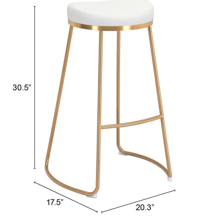 Bree Barstool (Set of 2) White & Gold Barstools TriadCommerceInc   