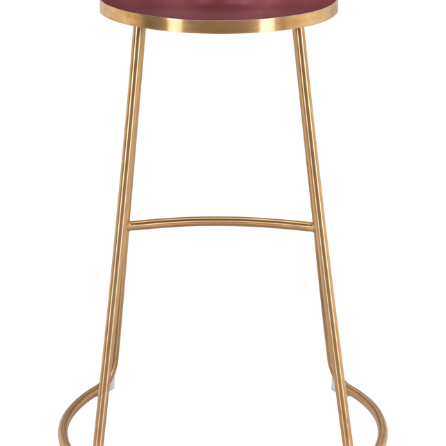 Bree Barstool (Set of 2) Burgundy & Gold Barstools TriadCommerceInc   