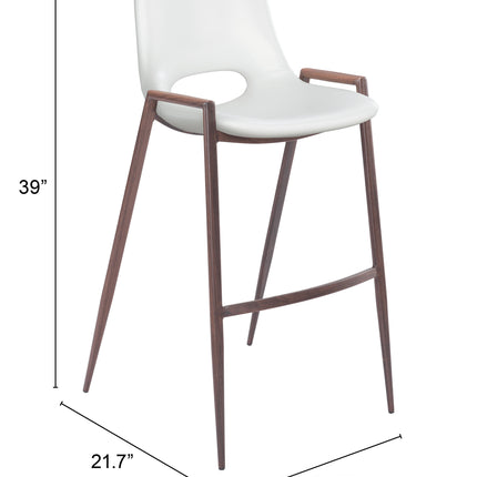 Desi Barstool (Set of 2) White & Walnut Barstools TriadCommerceInc   