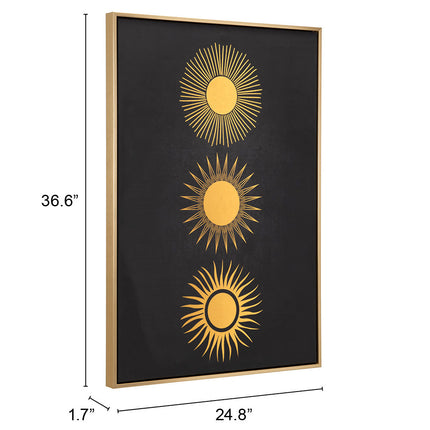 Three Suns Canvas Wall Art Gold & Black Wall Décor [TriadCommerceInc]   