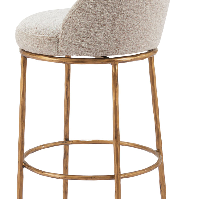 Nordhavn Swivel Barstool Beige & Gold Barstools TriadCommerceInc   