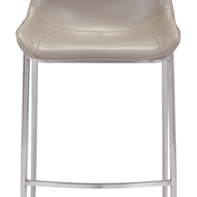 Magnus Barstool (Set of 2) Brown & Silver Barstools TriadCommerceInc   