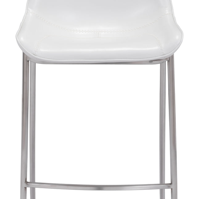 Magnus Barstool (Set of 2) White & Silver Barstools TriadCommerceInc   