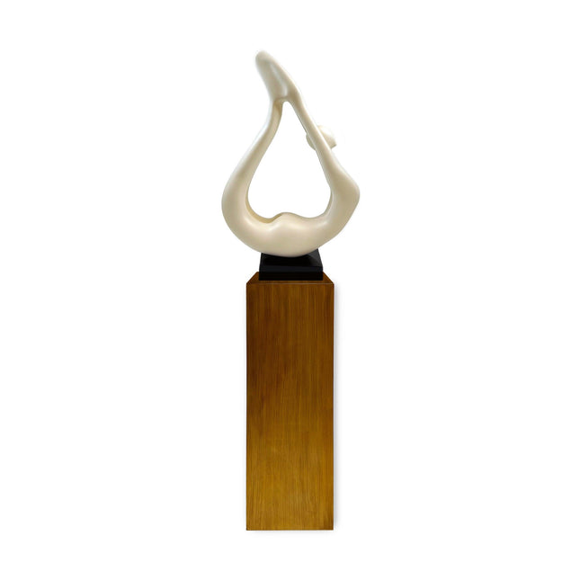 Yoga White Sculpture - Wood Base Sculpture TriadCommerceInc   