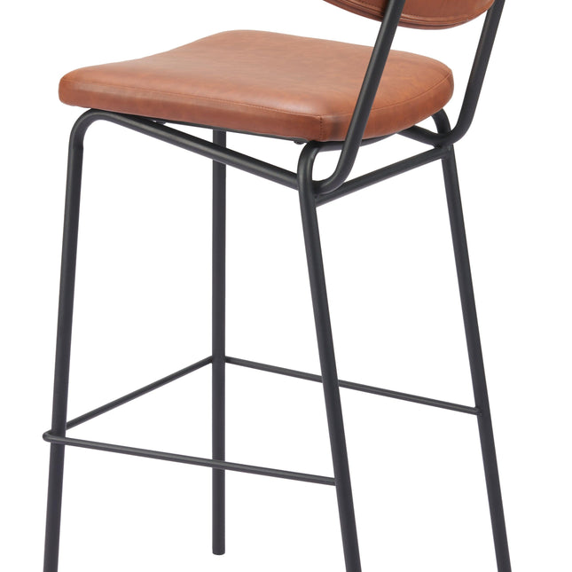 Charon Barstool (Set of 2) Vintage Brown Barstools TriadCommerceInc   