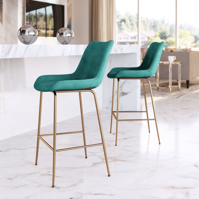 Tony Counter Stool Green & Gold Counter Stools TriadCommerceInc   