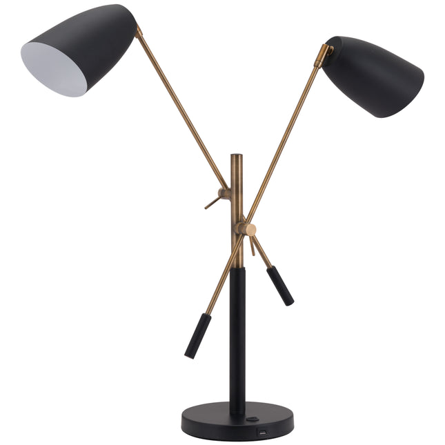 Tanner Table Lamp Black & Brass Table Lamps TriadCommerceInc   