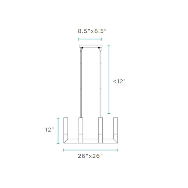 8 Light Square Crystal Dianyi LED Chandelier // Silver Chandeliers TriadCommerceInc   