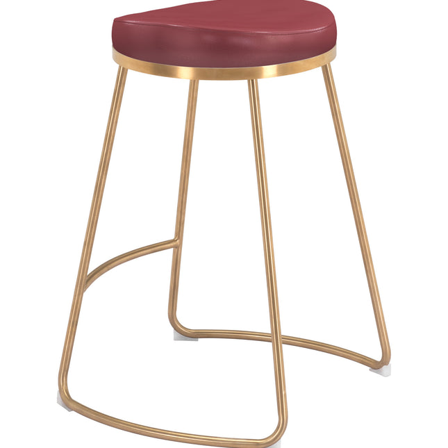 Bree Counter Stool (Set of 2) Burgundy & Gold Counter Stools TriadCommerceInc   