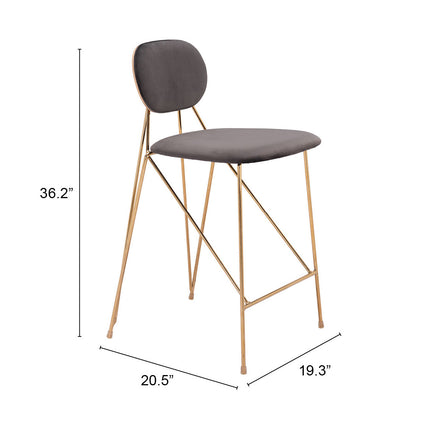 Georges Counter Stool (Set of 2) Gray & Gold Counter Stools [TriadCommerceInc]   