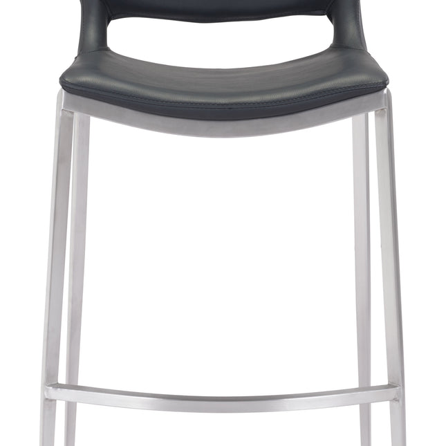 Ace Barstool (Set of 2) Black & Silver Barstools TriadCommerceInc   