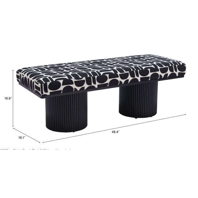 Botoia Bench Black & White Benches [TriadCommerceInc]   