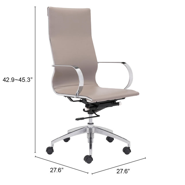 Glider High Back Office Chair Taupe Chairs TriadCommerceInc   