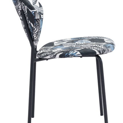 Clyde Dining Chair (Set of 2) Leaf Print & Black Chairs TriadCommerceInc   