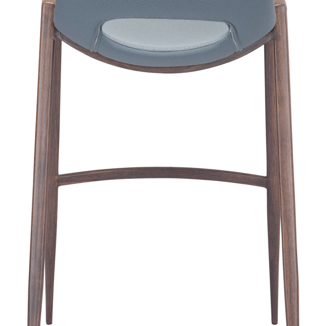 Desi Barstool (Set of 2) Blue & Walnut Barstools TriadCommerceInc   