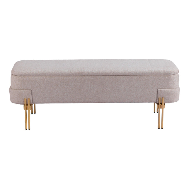 Lebreton Storage Bench Oatmeal Beige Benches [TriadCommerceInc]   