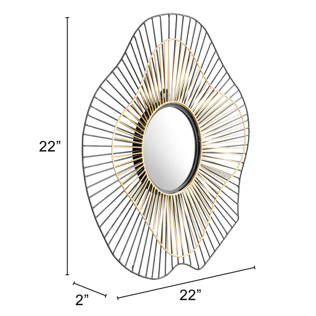 Comet Round Mirror Black & Gold Mirrors [TriadCommerceInc]   