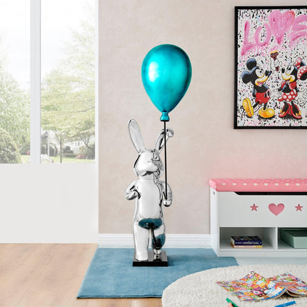 Chrome Bunny Blue Balloon Sculpture [TriadCommerceInc]   