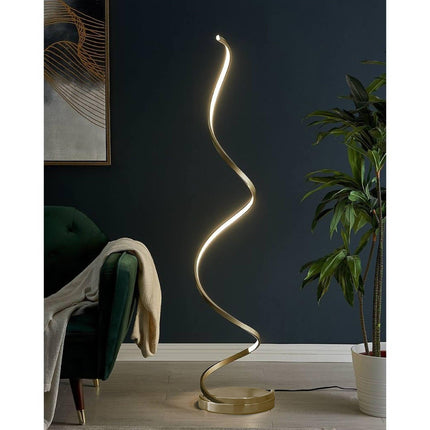 Modern Spiral LED 61" Gold Floor Lamp // Dimmable Led Strip Floor Lamps TriadCommerceInc   