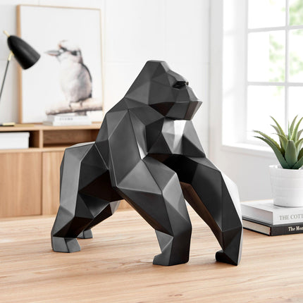 Geometric Ape Sculpture // Matte Black Sculpture [TriadCommerceInc]   