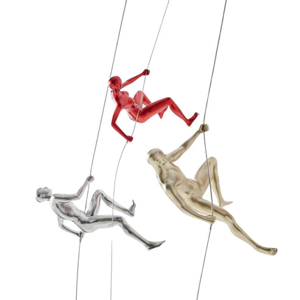 Gold, Metallic Red, & Chrome Wall Sculpture Climbing Set Sculpture [TriadCommerceInc]   