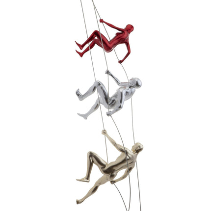 Gold, Metallic Red, & Chrome Wall Sculpture Climbing Set Sculpture [TriadCommerceInc]   