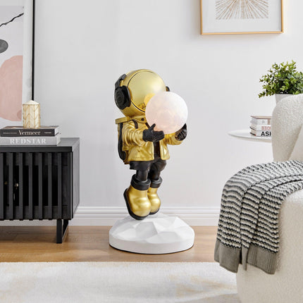 Hadfield takes the Moon // Lighted Astronaut- Sculpture // Black & Gold Sculpture [TriadCommerceInc]   