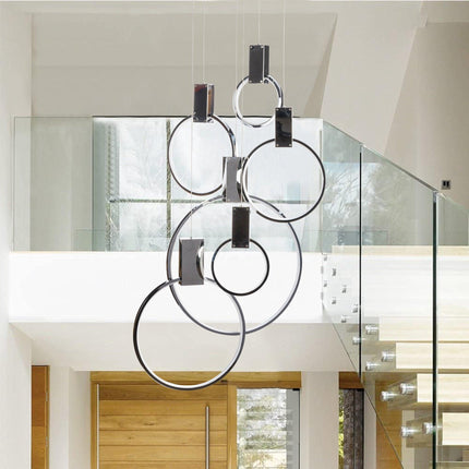 Hong Kong LED Circular Chandelier // Chrome Chandeliers-Pendants-Hanging Lights [TriadCommerceInc]   